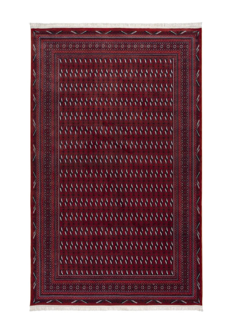 machine-made red Persian Turkmen rug